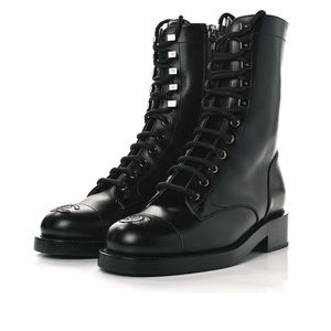 Chanel Lace Up Combat Boots Size 36.5 - image 1